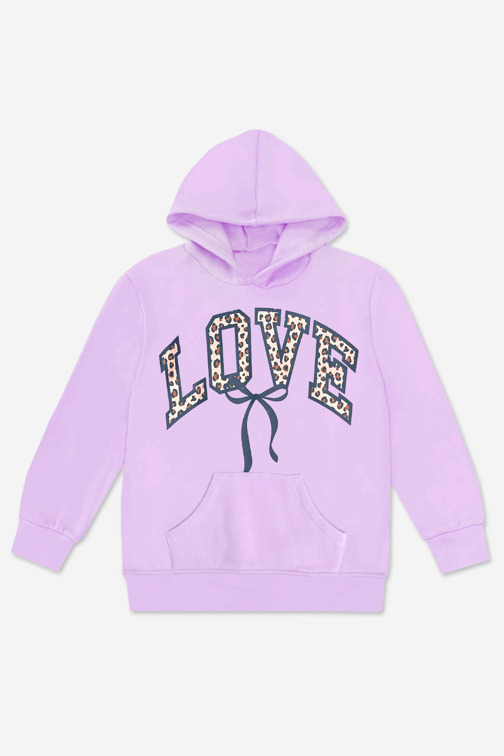 Cotton Soft Oversized Long Sleeve Hoodie - Lilac Bow Love