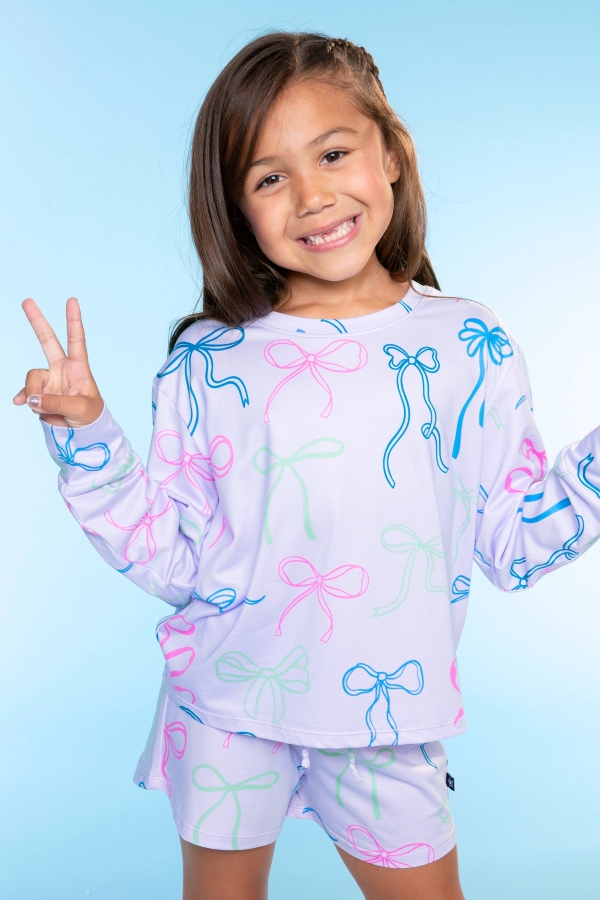 Simply Soft Long Sleeve Easy Tee & Dolphin Short - Ivory Floral Bow - NEW!