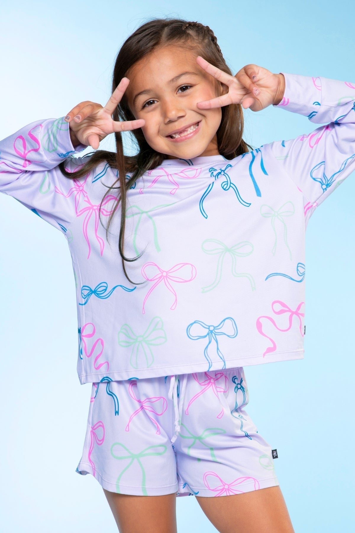 Simply Soft Long Sleeve Easy Tee & Dolphin Short - Ivory Floral Bow - NEW!