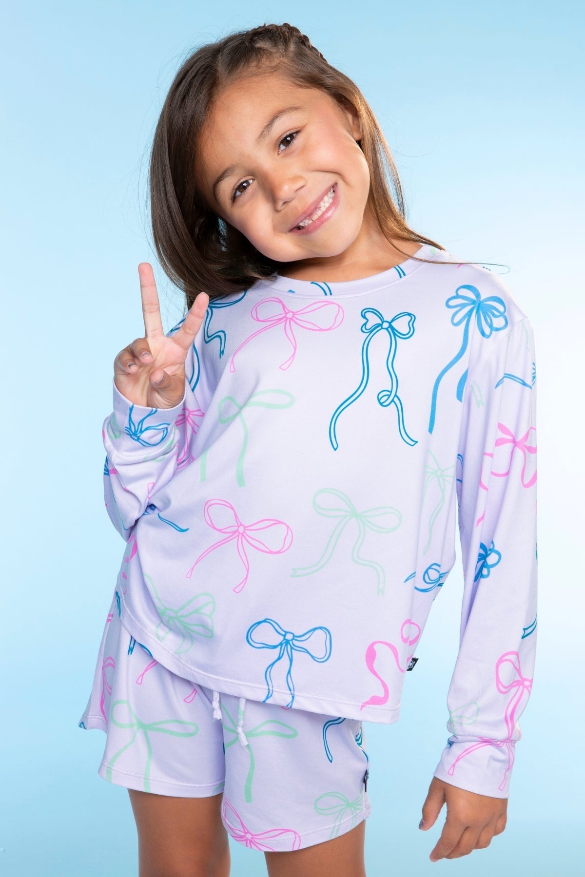 Simply Soft Long Sleeve Easy Tee & Dolphin Short - Ivory Floral Bow - NEW!