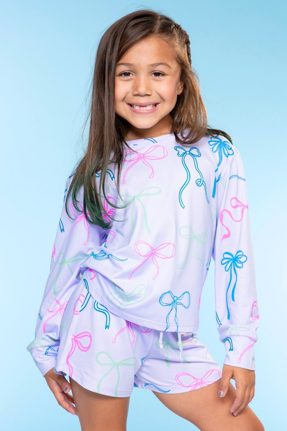 Simply Soft Long Sleeve Easy Tee & Dolphin Short - Ivory Floral Bow - NEW!