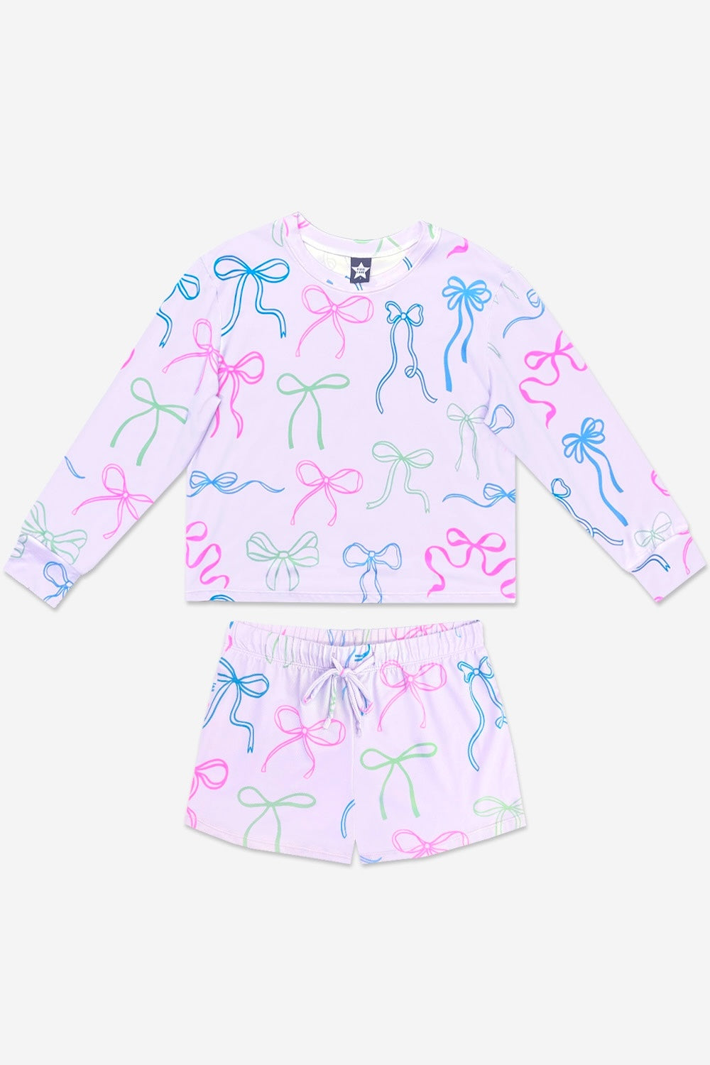 Simply Soft Long Sleeve Easy Tee & Dolphin Short - Ivory Floral Bow - NEW!