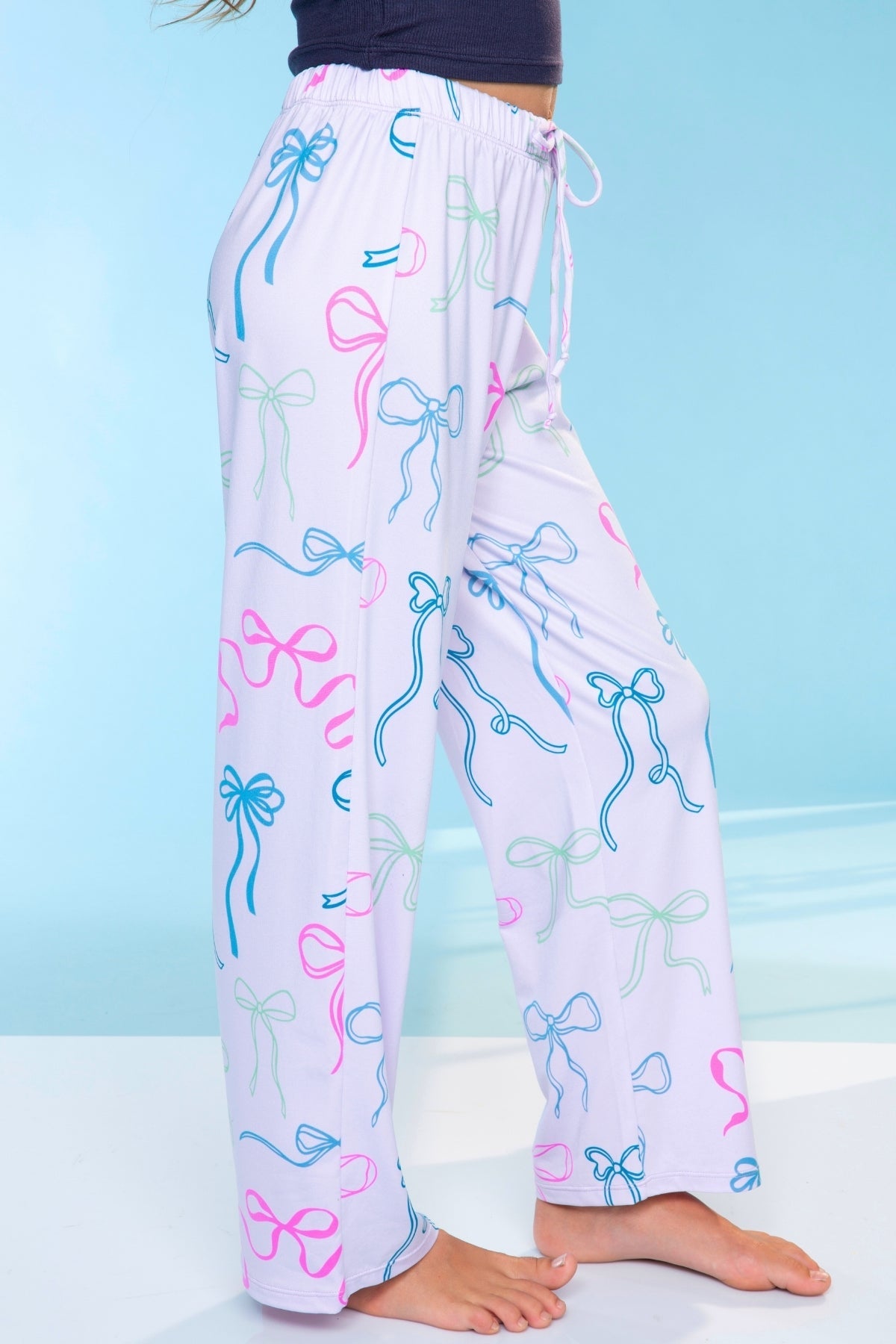 Simply Soft Karate Pant. - Navy Lt Pink Plaid