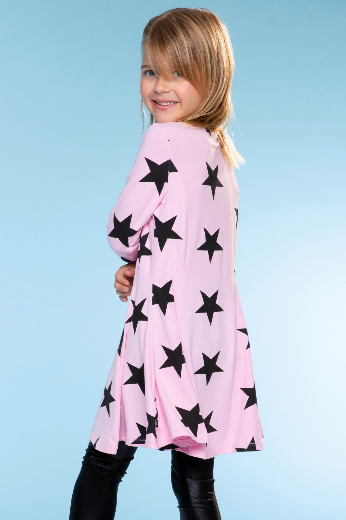 Simply Soft Long Sleeve Twirl Dress - Neon Lt Pink Leopard Splatter
