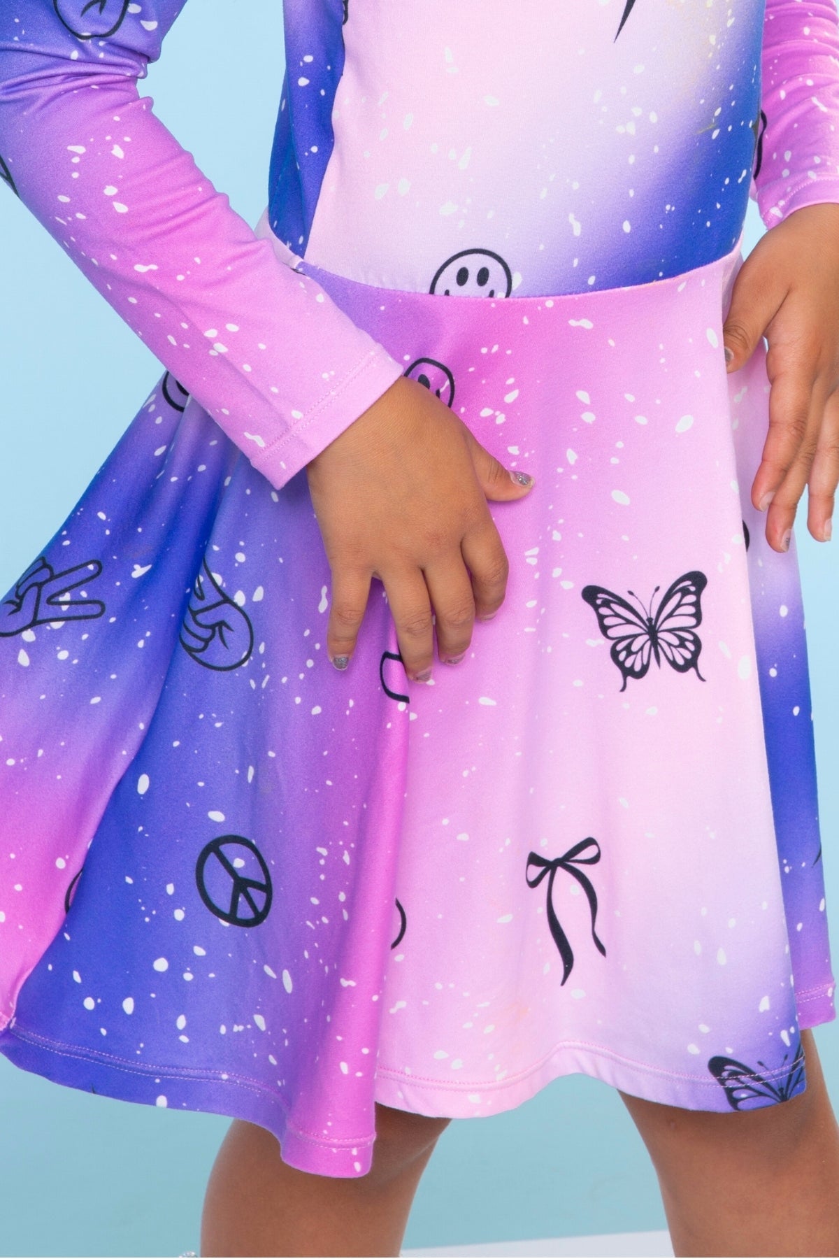 Simply Soft Long Sleeve Skater Dress - Purple Pink Elements