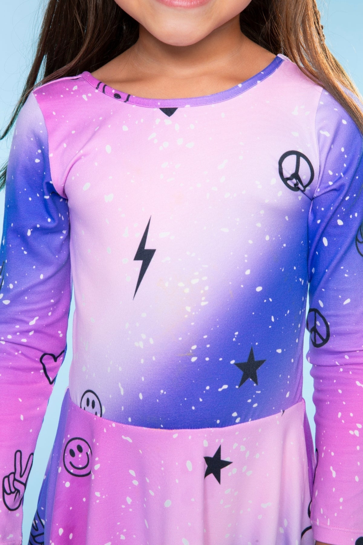 Simply Soft Long Sleeve Skater Dress - Purple Pink Elements