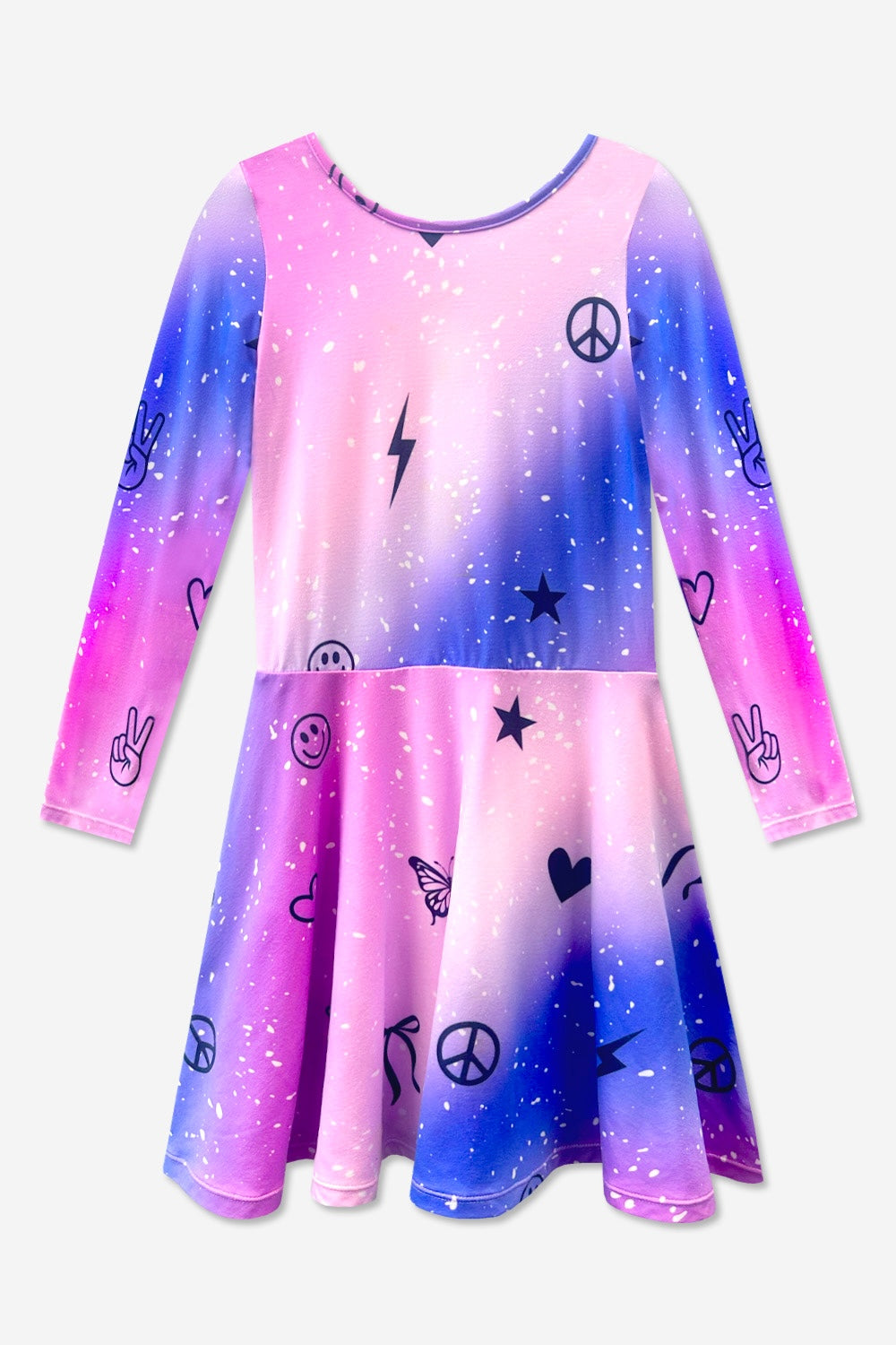 Simply Soft Long Sleeve Skater Dress - Purple Pink Elements