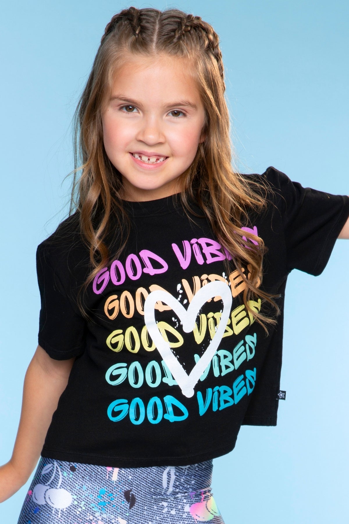 2-Pack Washed Cotton Drop Shoulder Tee - Cream Denim Leopard Heart | Light Blue Vintage Daisy