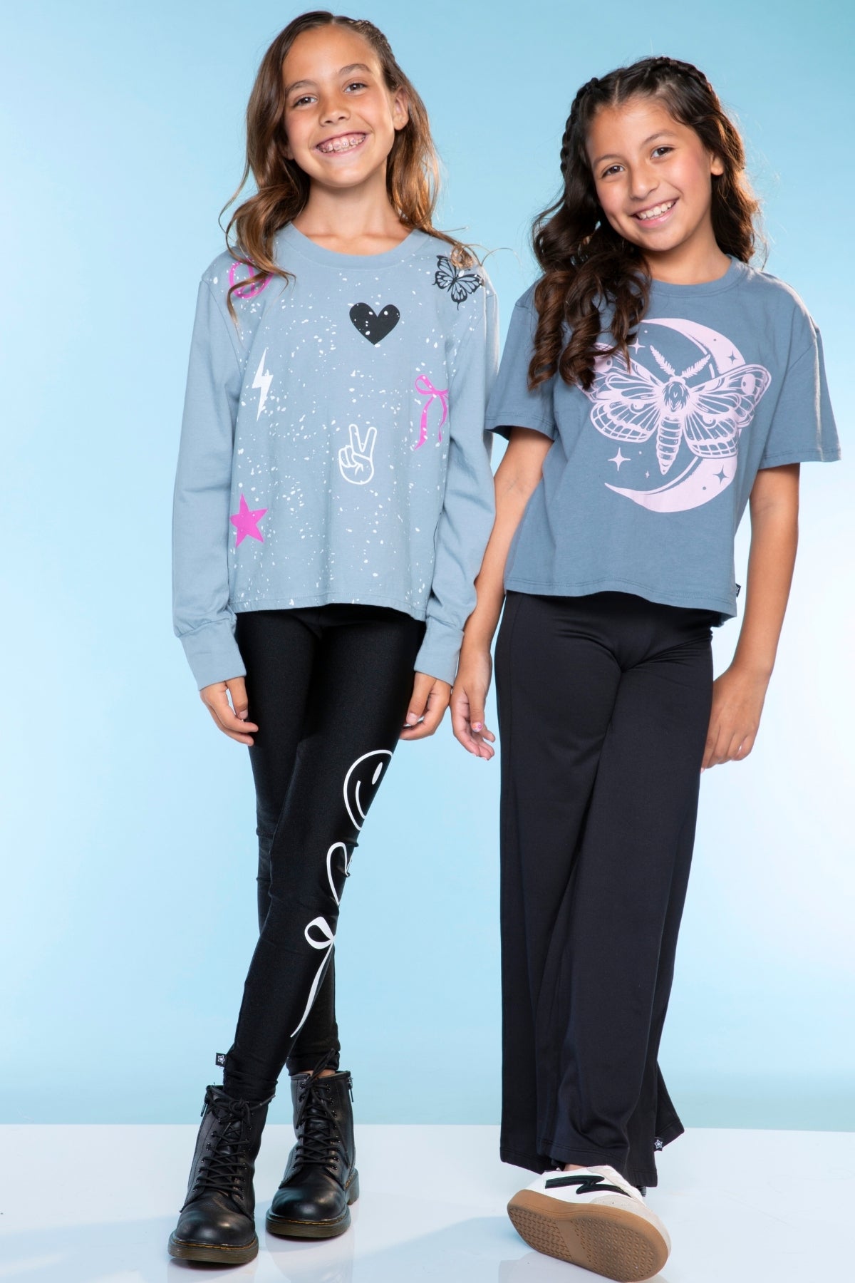 Washed Cotton Long Sleeve Easy Tee - Pink Bolt