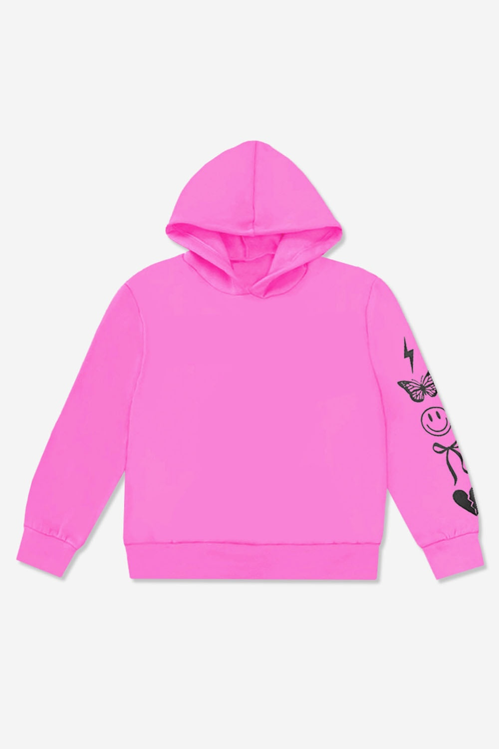 Cotton Soft French Terry Everyday Hoodie - Black Rainbow Heart Bolt