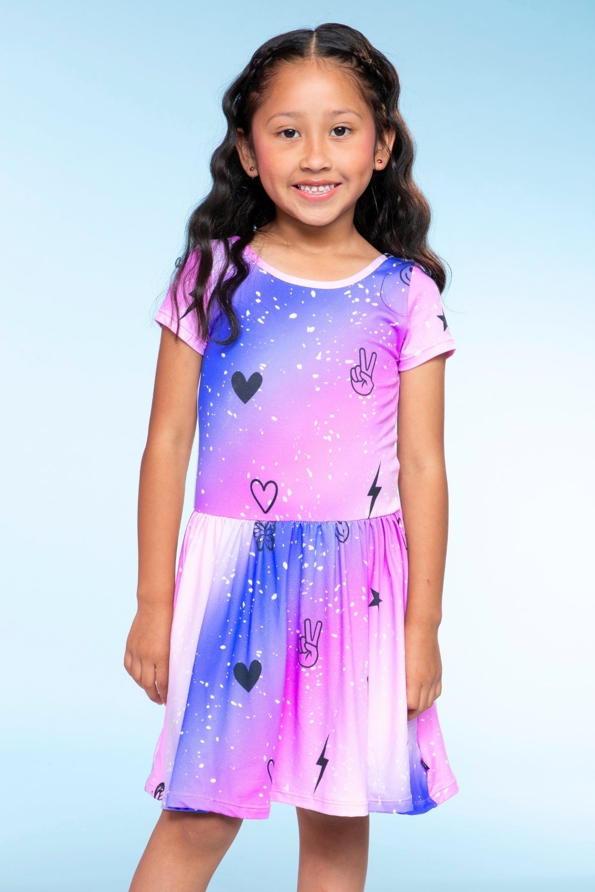 Simply Soft Short Sleeve Be Happy Dress - Tie Dye Rainbow Donuts - NEW!
