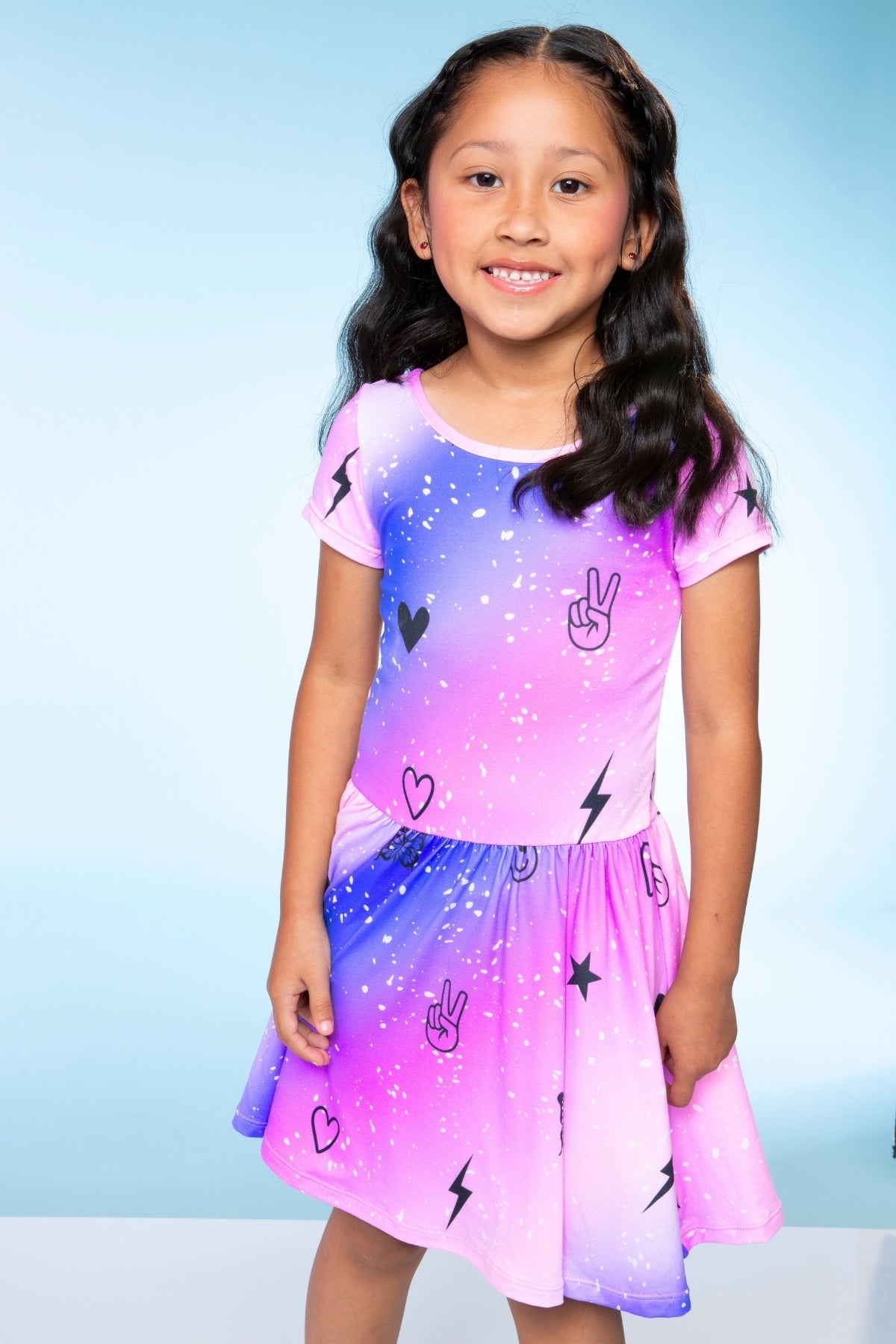 Simply Soft Short Sleeve Be Happy Dress - Tie Dye Rainbow Donuts - NEW!