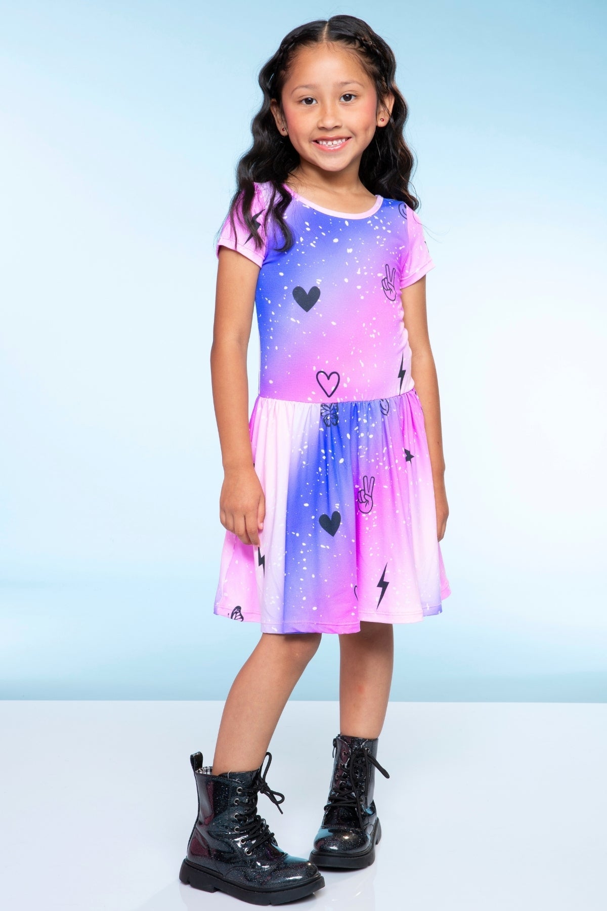 Simply Soft Short Sleeve Be Happy Dress - Tie Dye Rainbow Donuts - NEW!