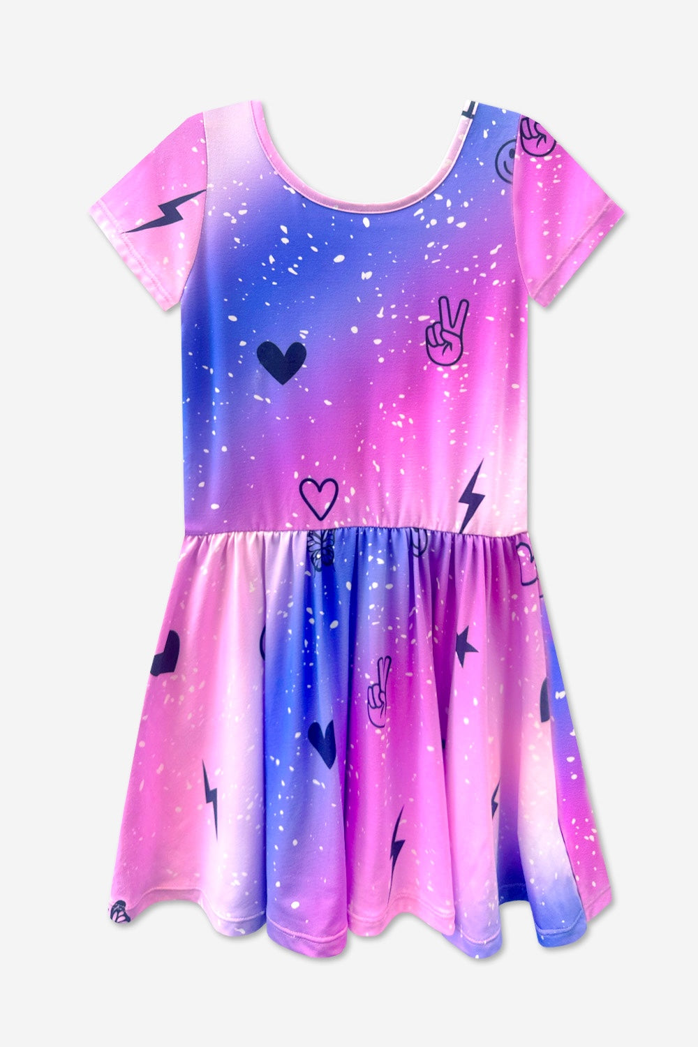 Simply Soft Short Sleeve Be Happy Dress - Tie Dye Rainbow Donuts - NEW!