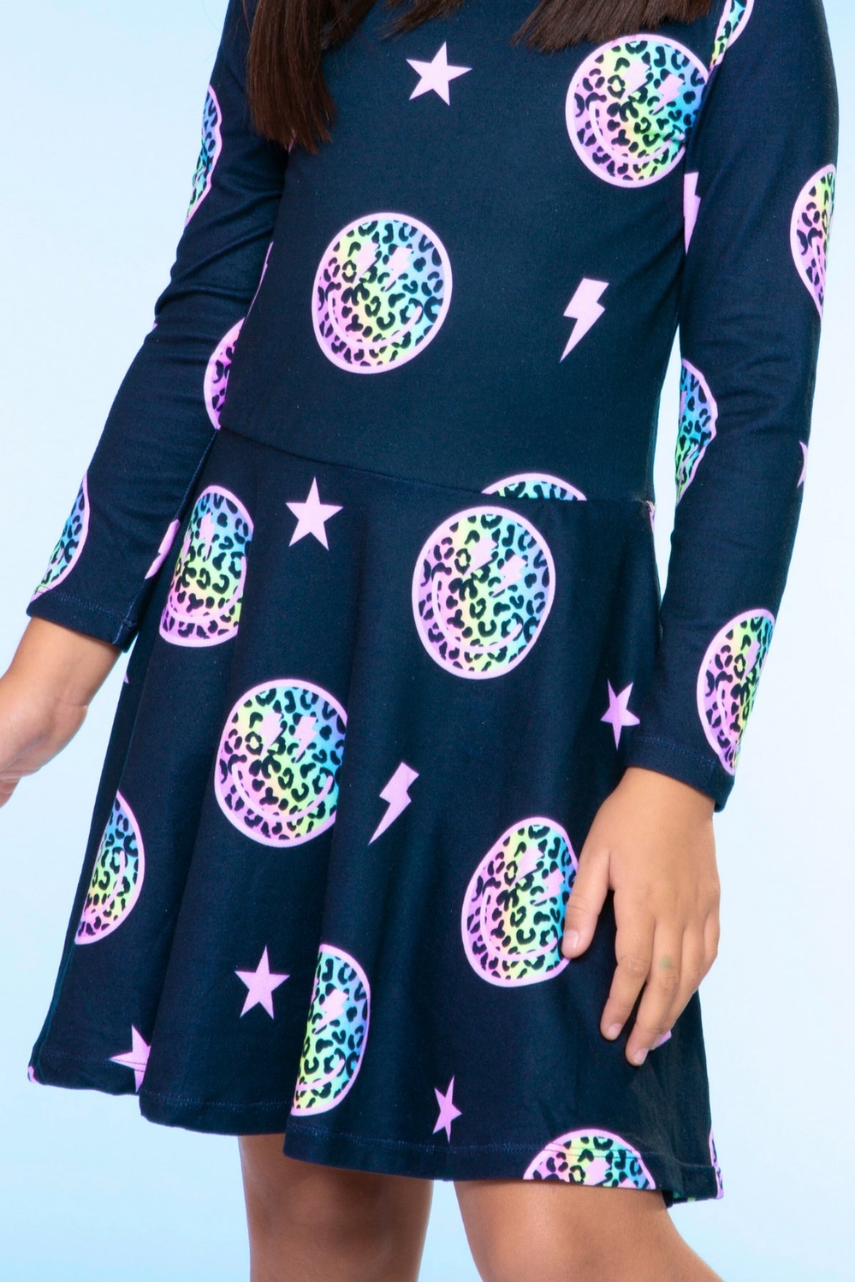 Simply Soft Long Sleeve Skater Dress - Purple Pink Elements