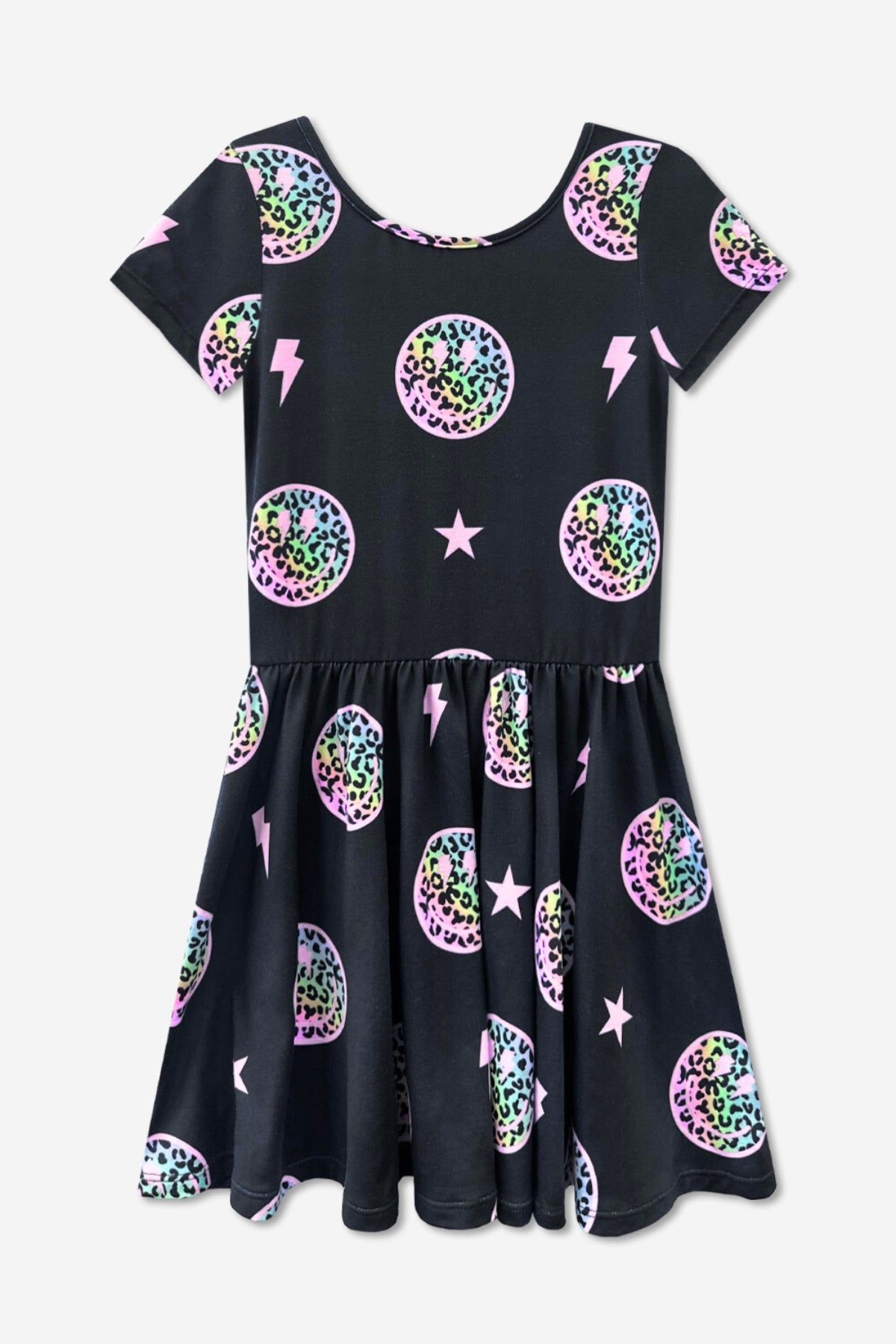 Simply Soft Short Sleeve Be Happy Dress - Tie Dye Rainbow Donuts - NEW!