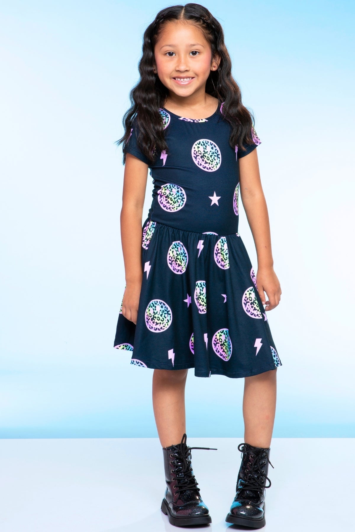 Simply Soft Short Sleeve Be Happy Dress - Tie Dye Rainbow Donuts - NEW!