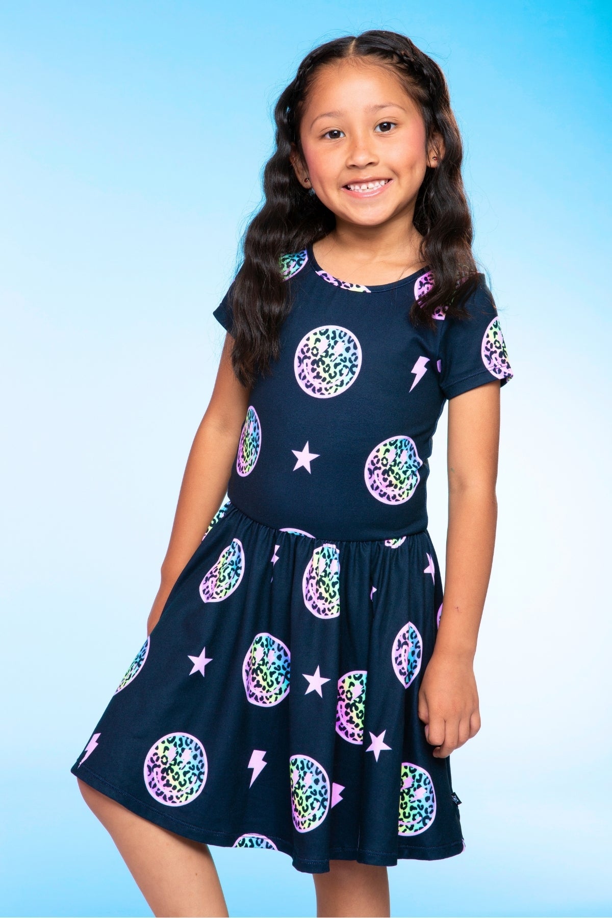 Simply Soft Short Sleeve Be Happy Dress - Tie Dye Rainbow Donuts - NEW!