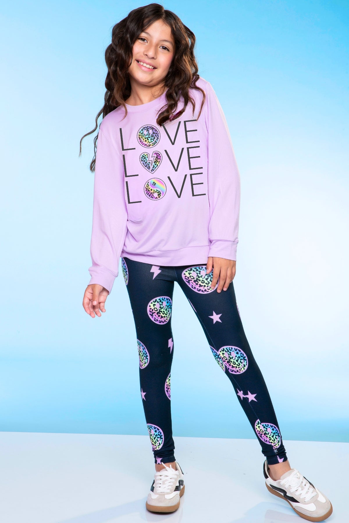 Simply Soft Long Sleeve Crew Top - Lilac Leopard Love