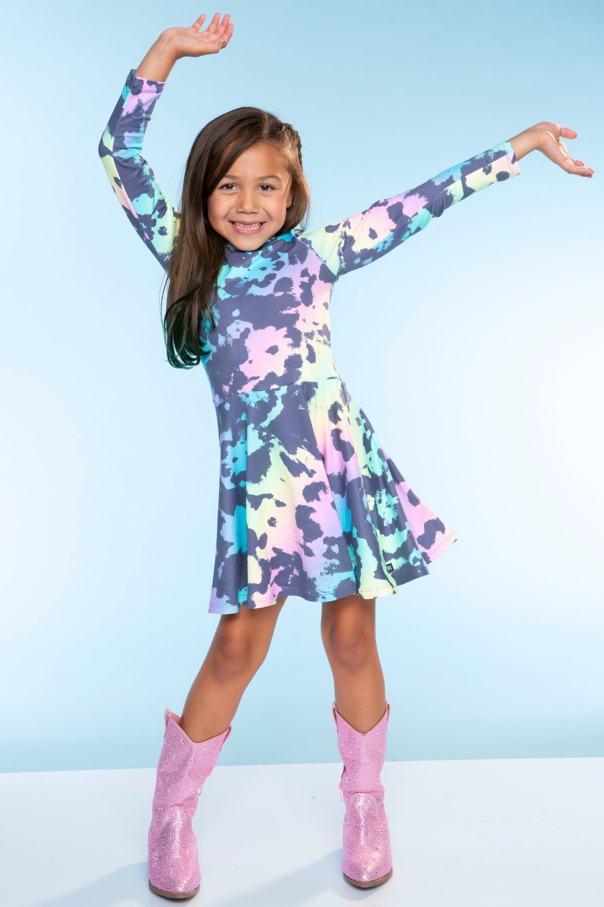 Simply Soft Long Sleeve Skater Dress - Purple Pink Elements
