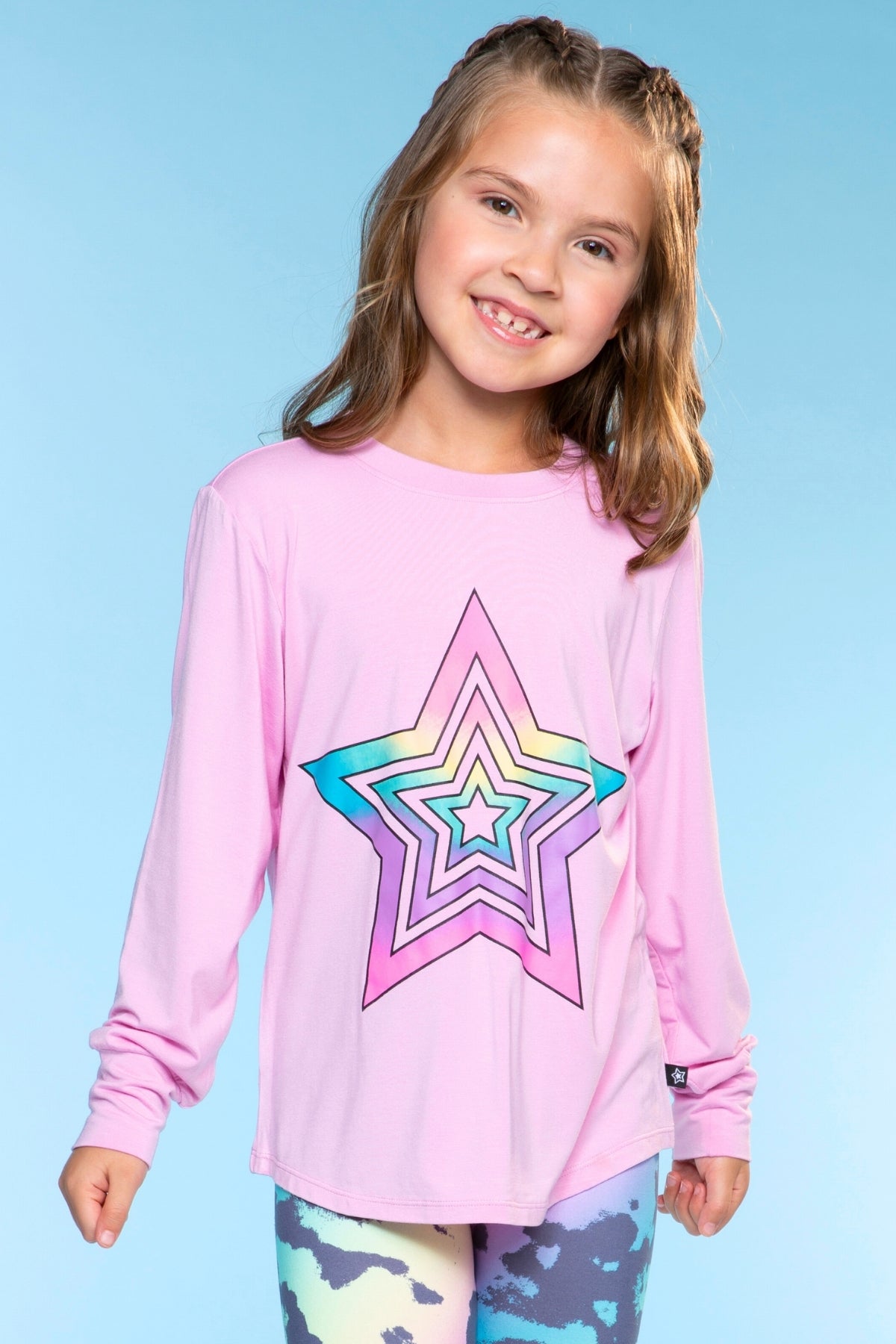 3-Pack Modal Long Sleeve Shirttail Top - Pink Happy Smile | Black Rose Gold Glitter | Lilac Sweet Vibes