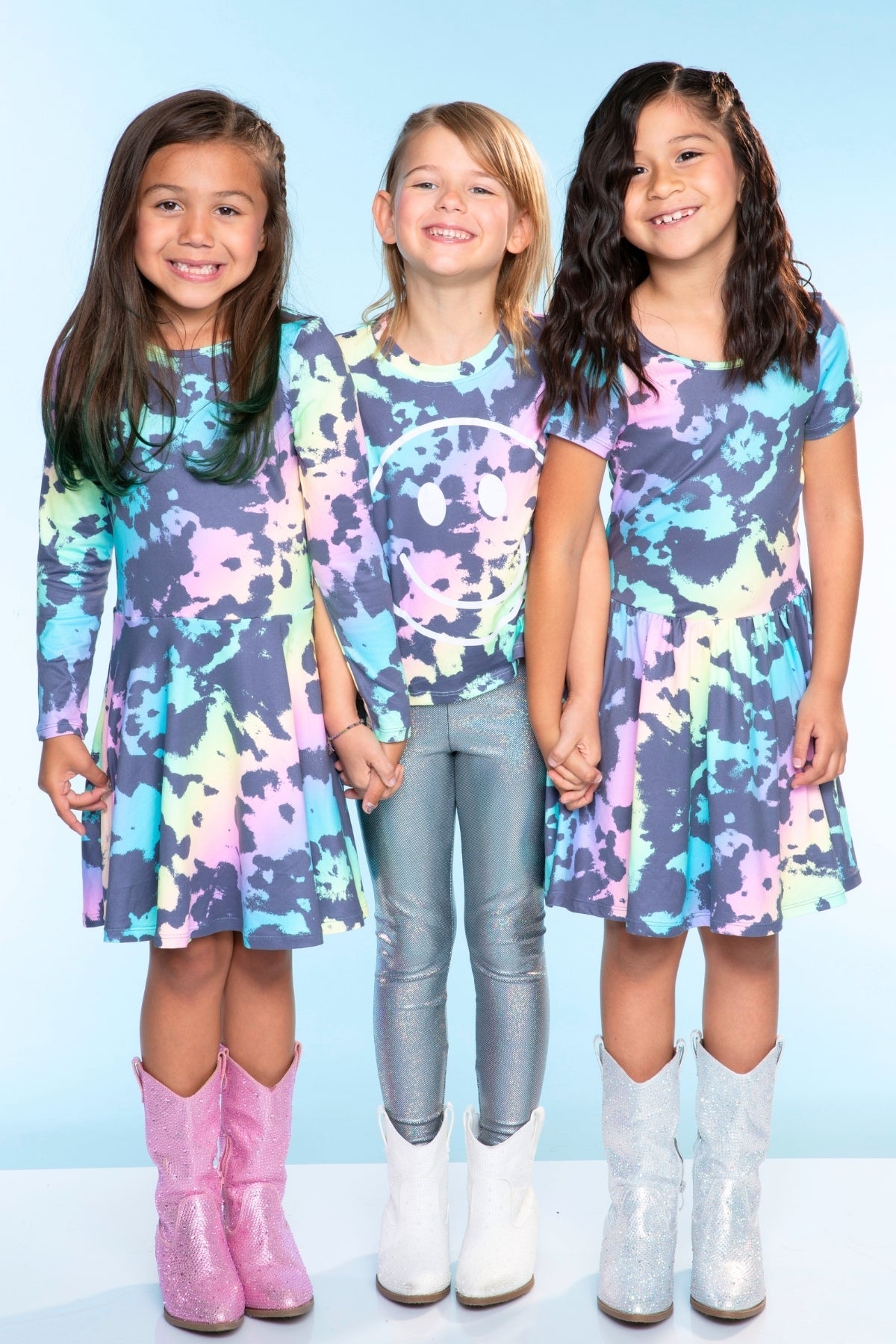 Simply Soft Short Sleeve Scoop Back Be Happy Dress - Pink Tie Dye Cherry Bow