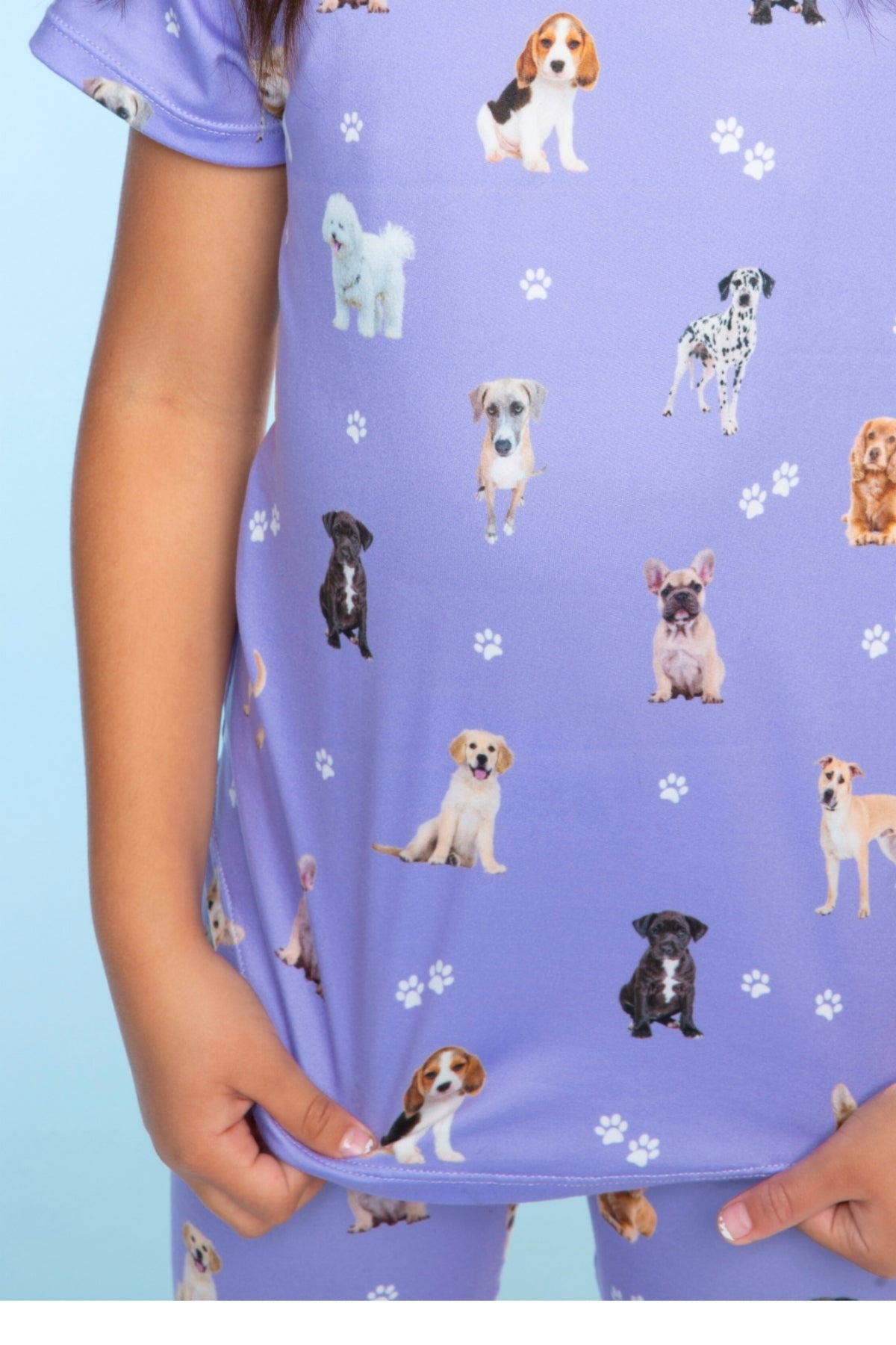 Simply Soft Short Sleeve Tee & Slim Lounge Pant - Lilac Puppy