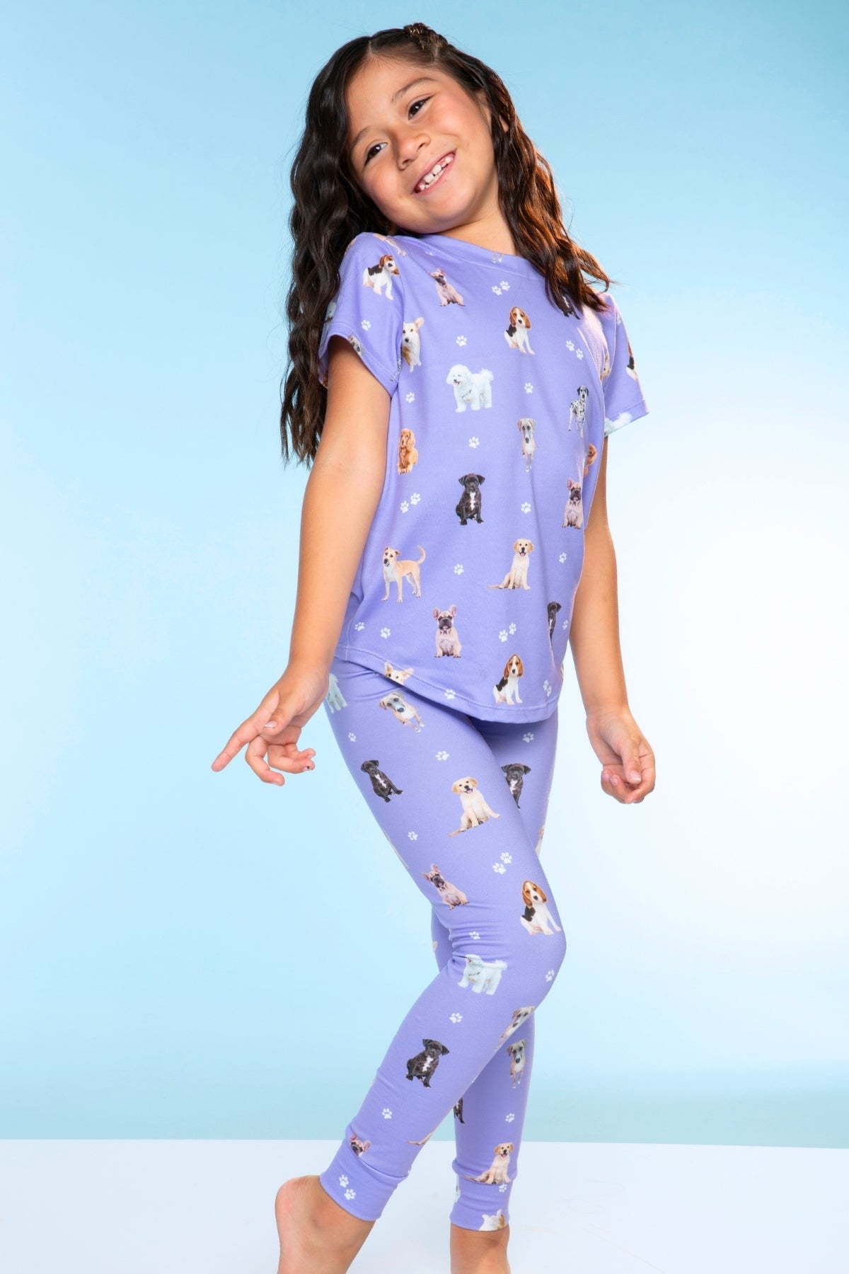 Simply Soft Short Sleeve Tee & Slim Lounge Pant - Lilac Puppy