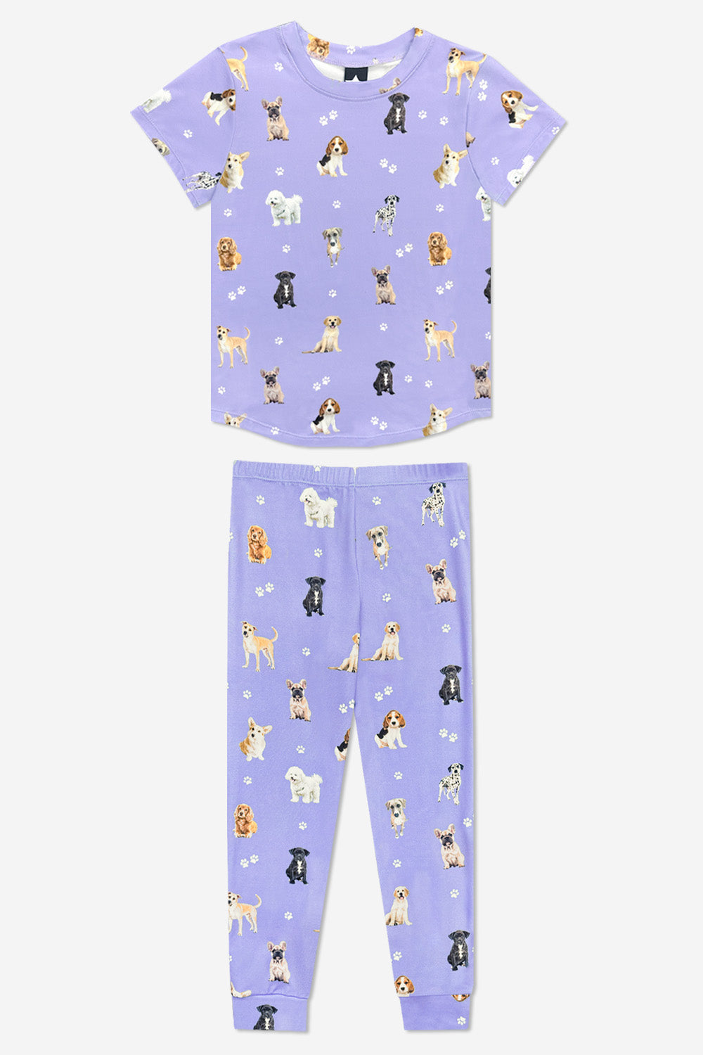 Simply Soft Short Sleeve Tee & Slim Lounge Pant - Lilac Puppy