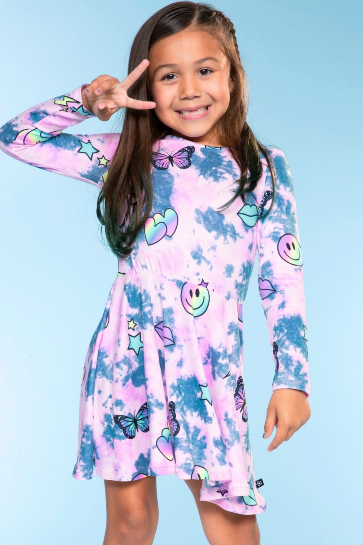 Simply Soft Long Sleeve Be Happy Dress.. - Purple Smile Retro