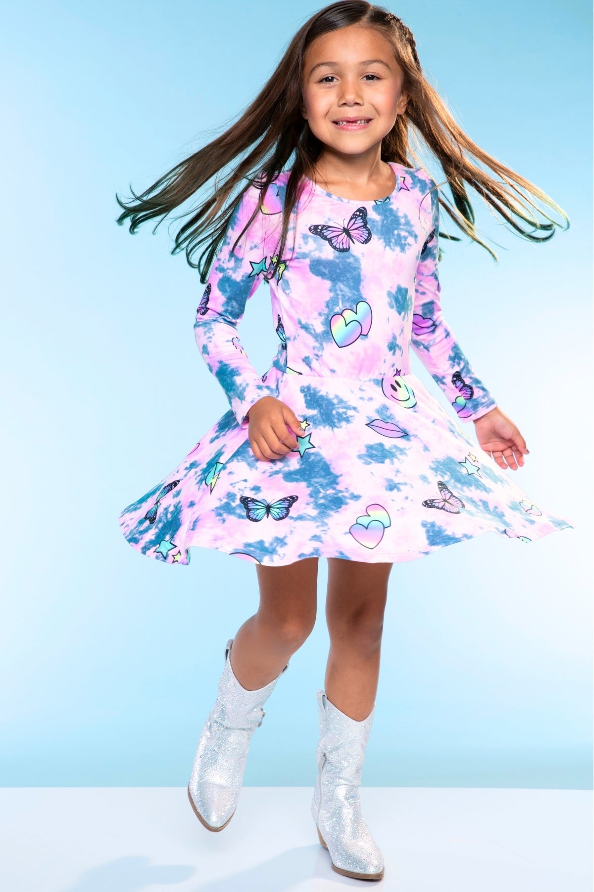 Simply Soft Long Sleeve Be Happy Dress.. - Purple Smile Retro