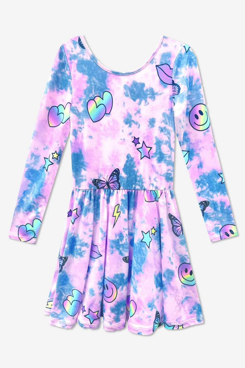Simply Soft Long Sleeve Be Happy Dress.. - Purple Smile Retro