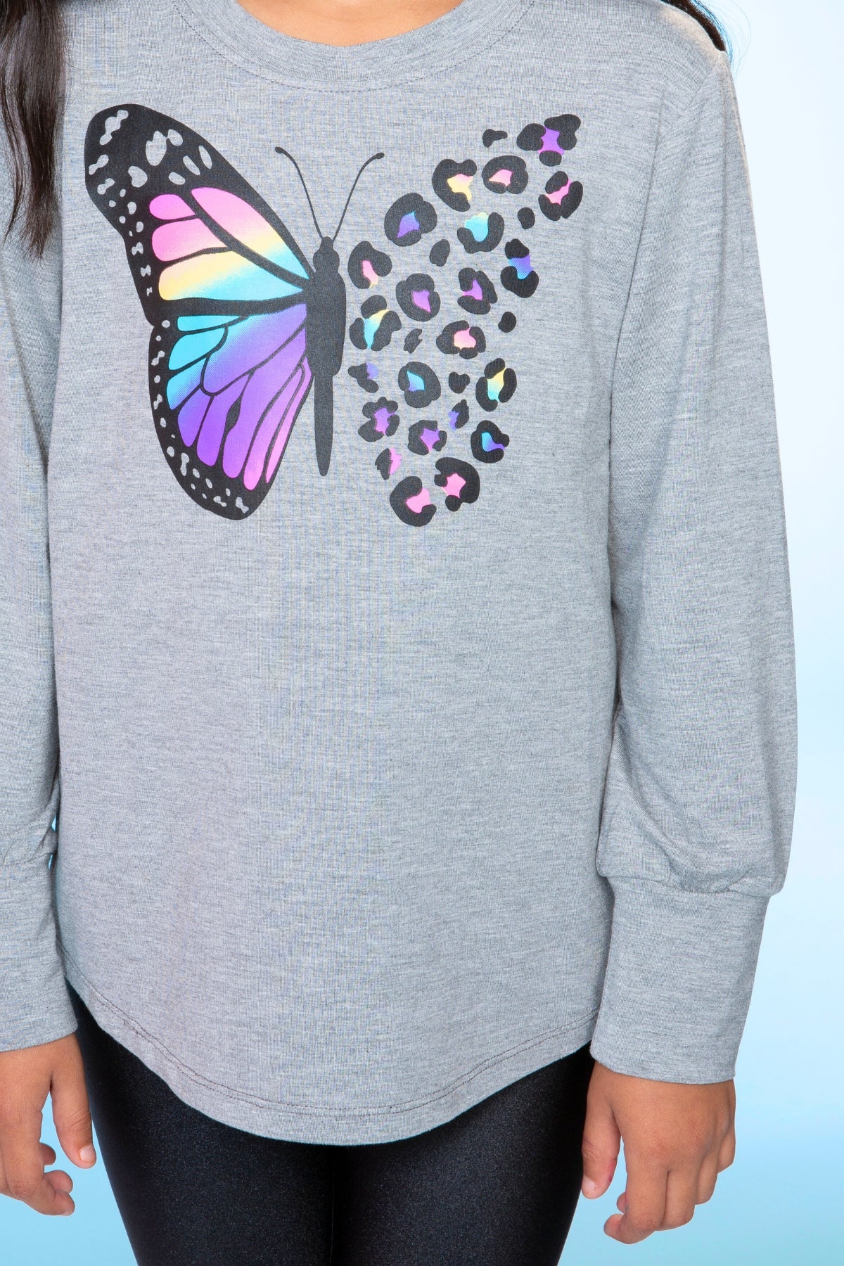3-Pack Modal Long Sleeve Shirttail Top - Pink Happy Smile | Black Rose Gold Glitter | Lilac Sweet Vibes