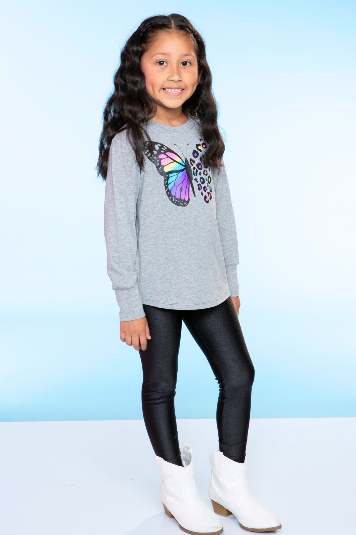 Modal Long Sleeve Shirttail Top - Black Ombre Emojis