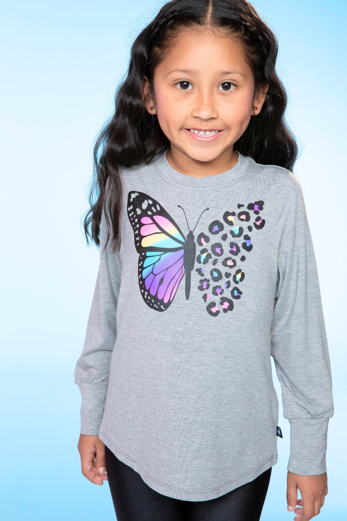 Modal Long Sleeve Shirttail Top - Black Ombre Emojis