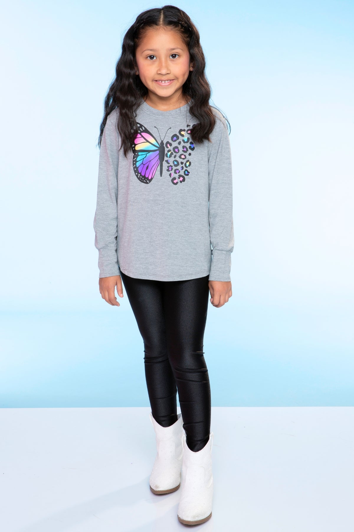 Modal Long Sleeve Shirttail Top - Black Ombre Emojis