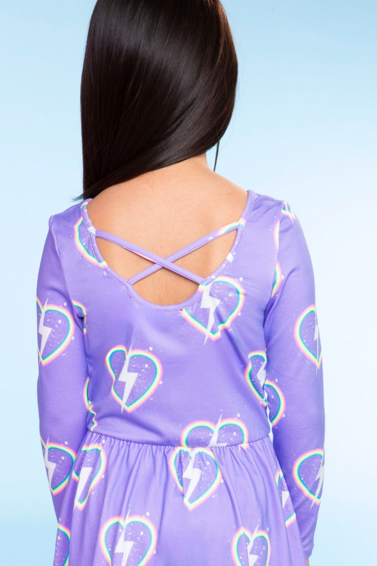 Simply Soft Long Sleeve Be Happy Flounce Dress - Hot Pink Rainbow