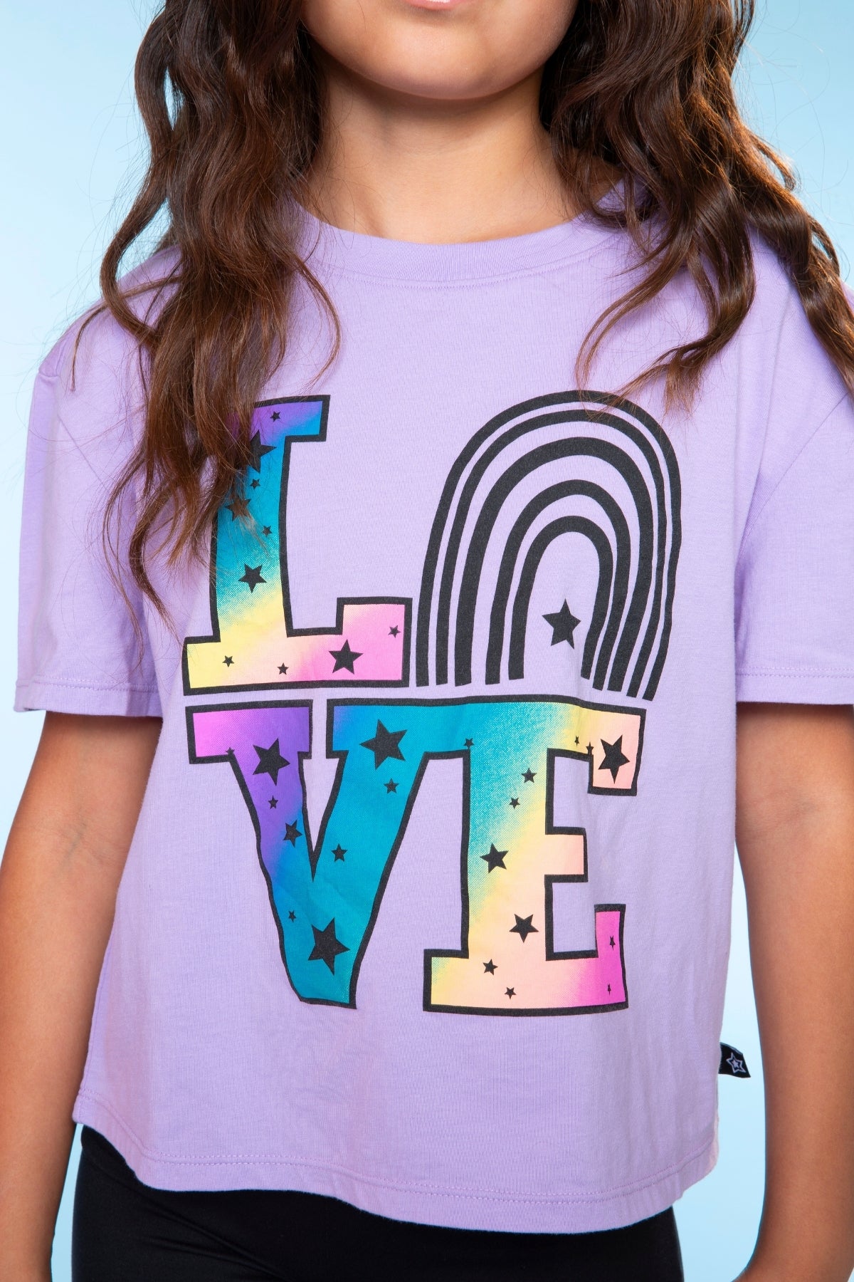 2-Pack Washed Cotton Drop Shoulder Tee - Cream Denim Leopard Heart | Light Blue Vintage Daisy