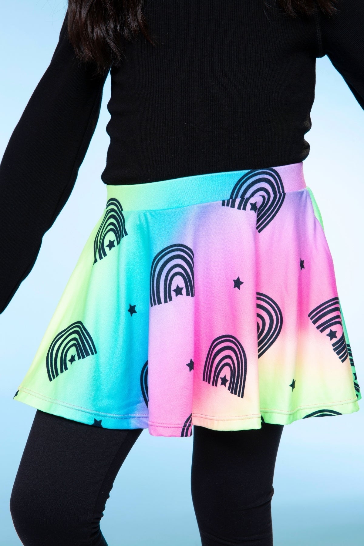 Simply Soft Skater Legging - Rainbow Star Black