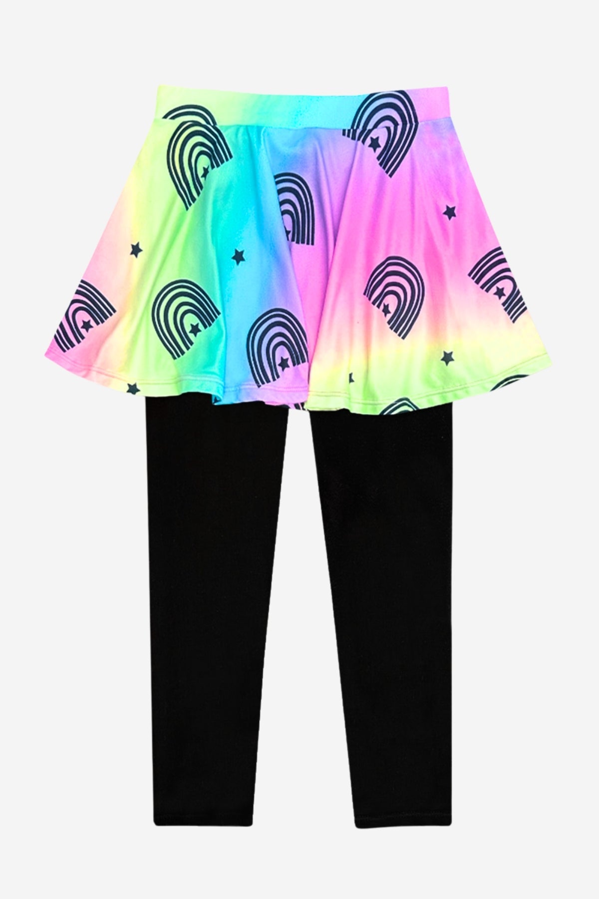 Simply Soft Skater Legging - Rainbow Star Black