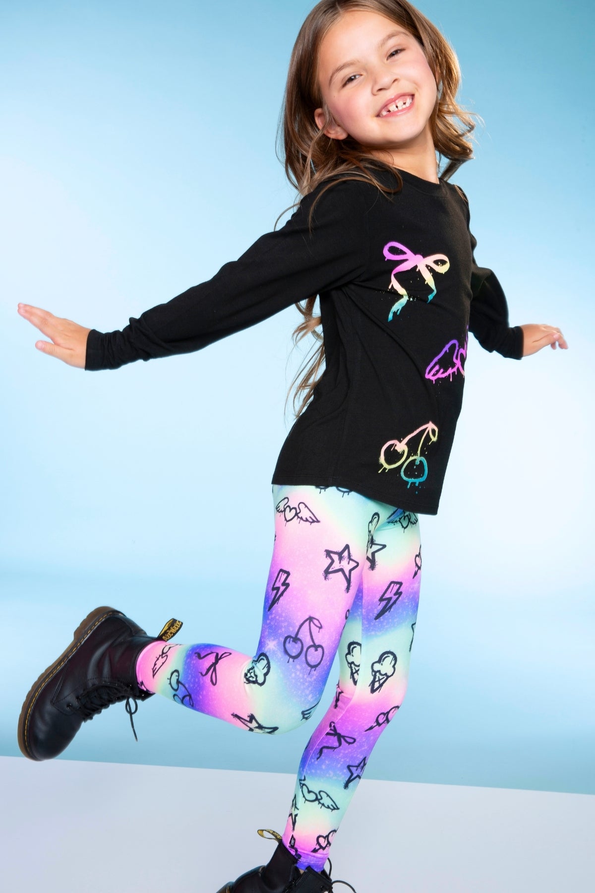 Simply Soft Long Legging - Purple Graffiti Rainbow