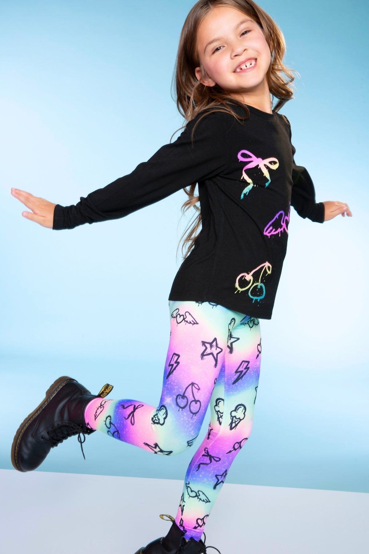 Simply Soft Long Legging - Purple Graffiti Rainbow