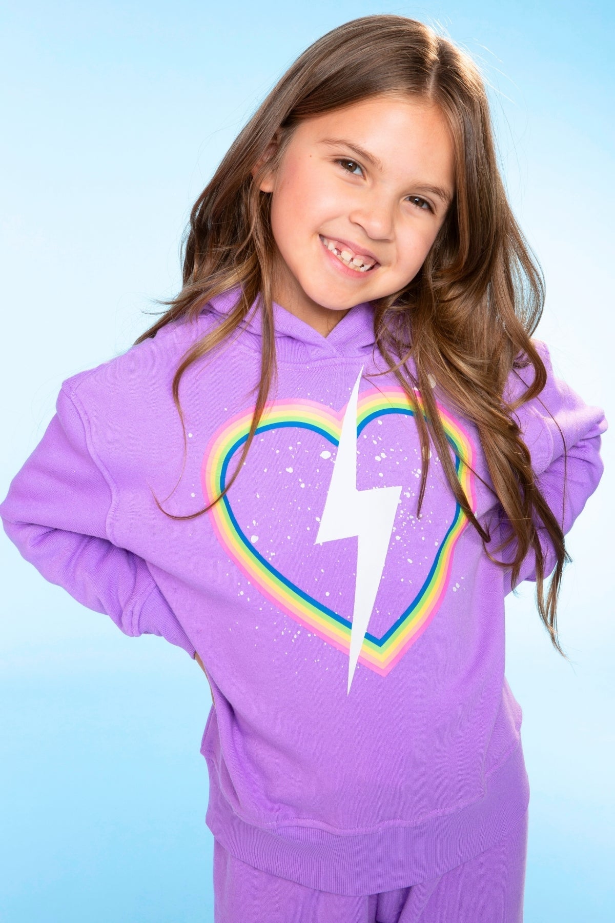 Cotton Soft French Terry Everyday Hoodie - Black Rainbow Heart Bolt