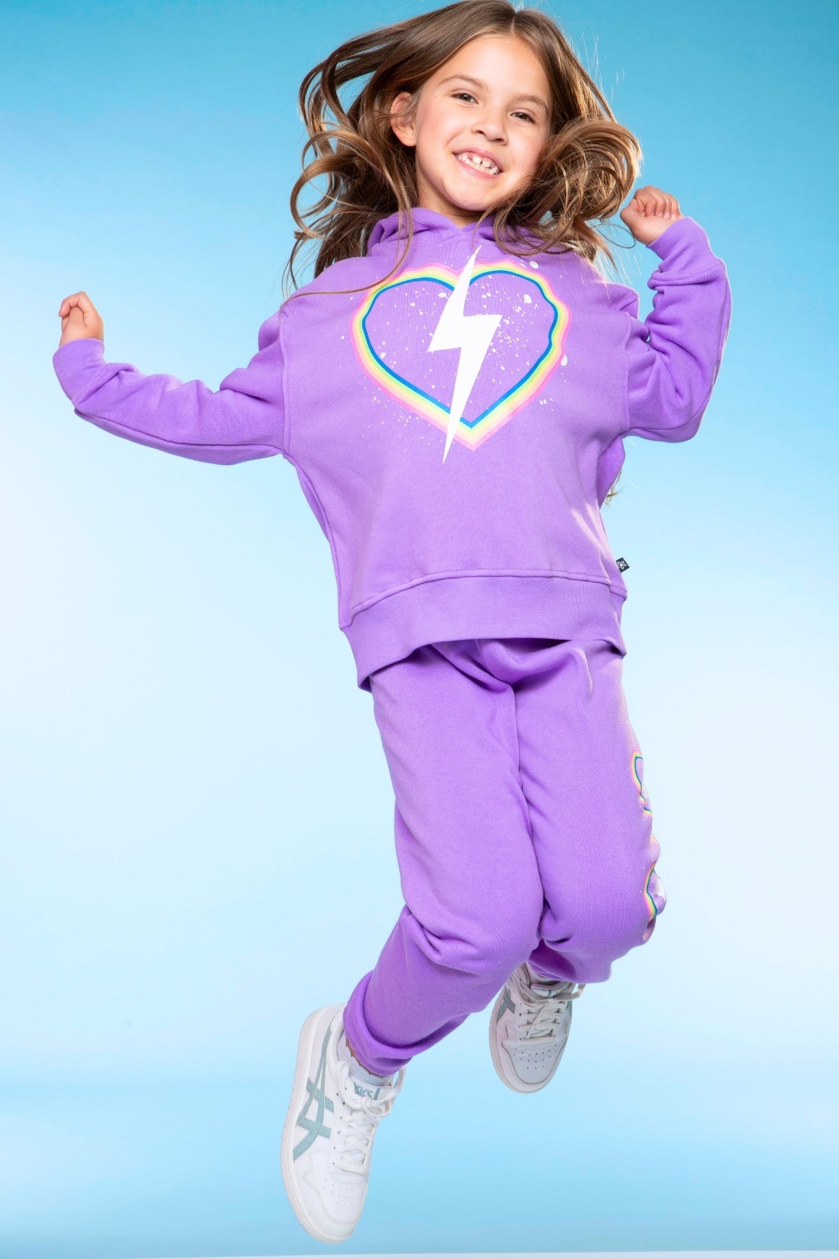 Cotton Soft French Terry Everyday Hoodie - Black Rainbow Heart Bolt