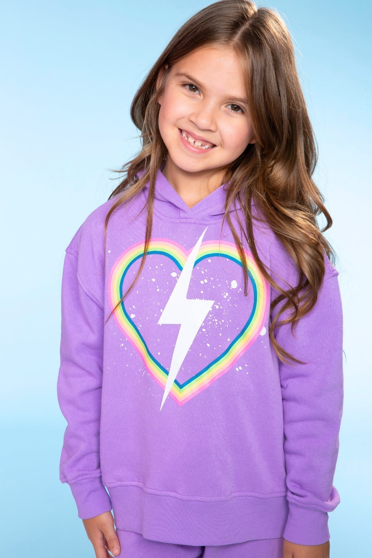 Cotton Soft French Terry Everyday Hoodie - Black Rainbow Heart Bolt