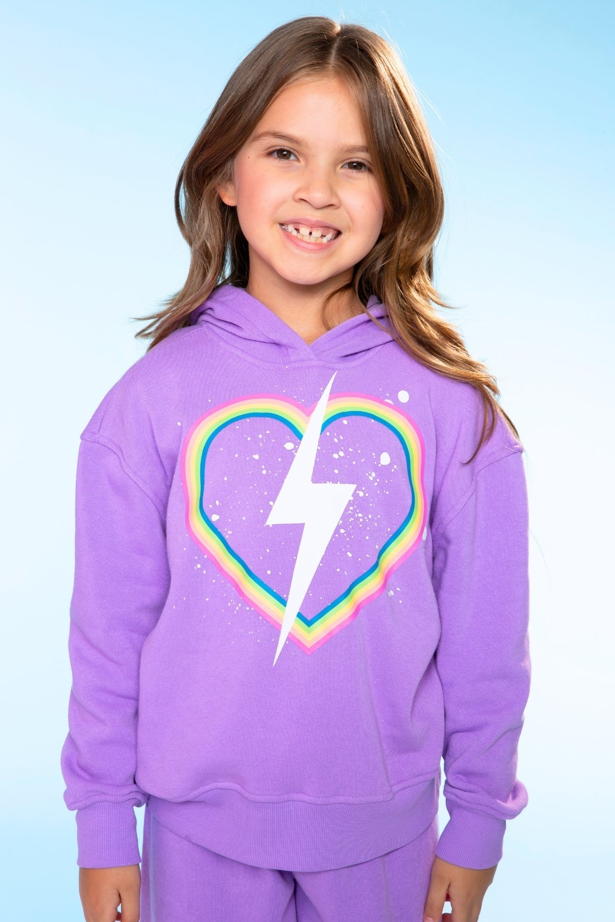 Cotton Soft French Terry Everyday Hoodie - Black Rainbow Heart Bolt