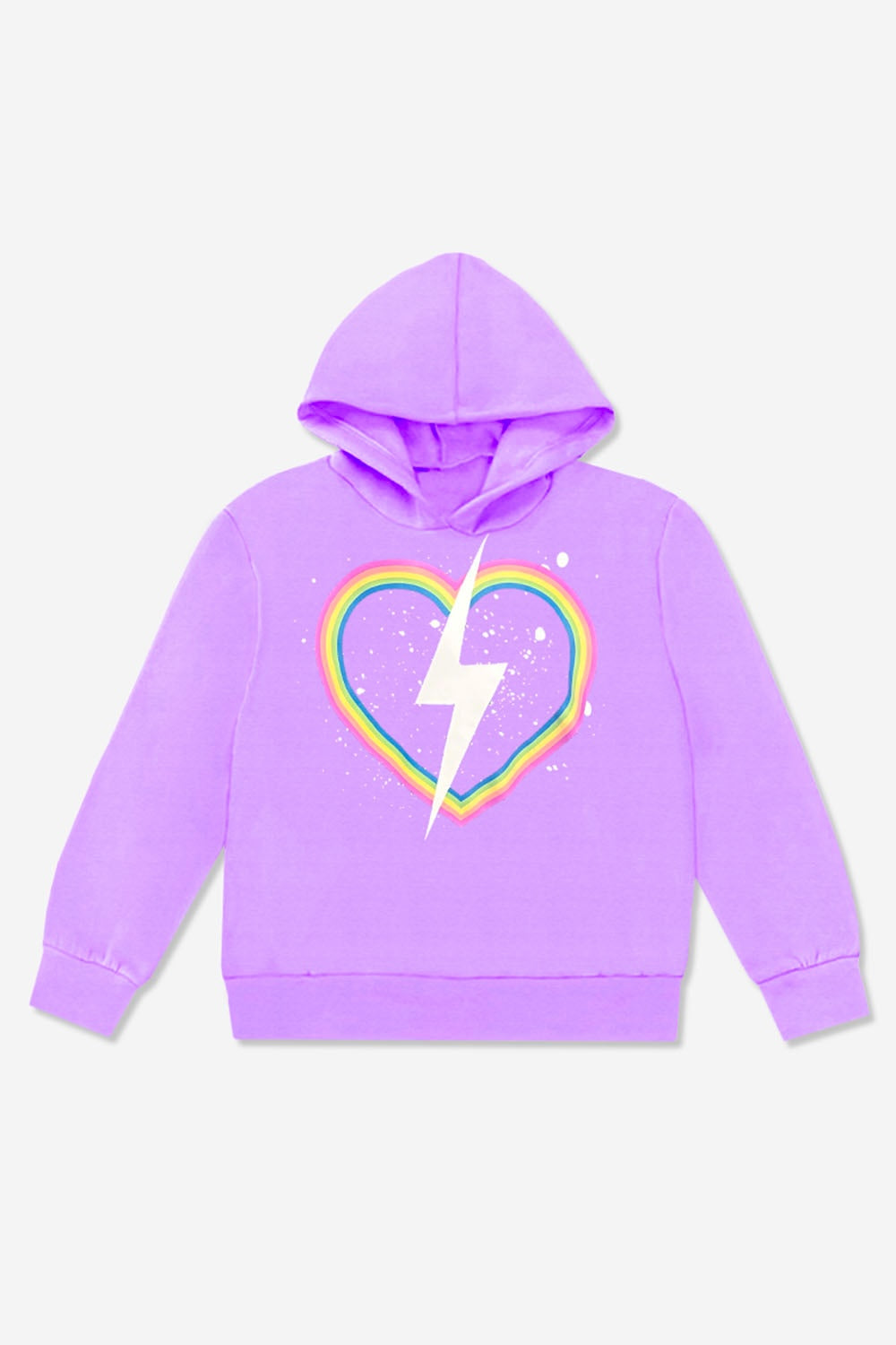 Cotton Soft French Terry Everyday Hoodie - Black Rainbow Heart Bolt
