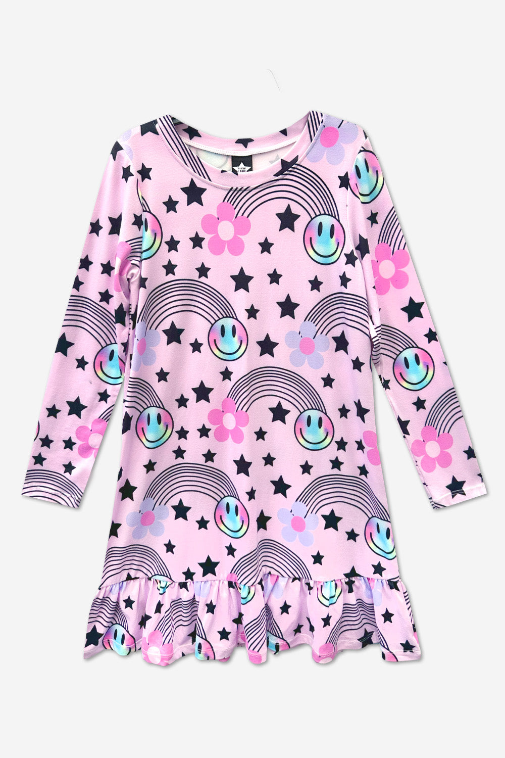 Simply Soft Long Sleeve Ruffle Lounge Dress - Lilac Rainbow Gummy Bear - NEW!