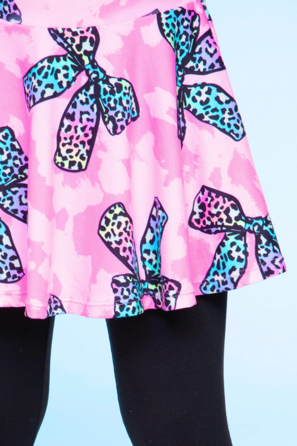 Simply Soft Skater Legging - Neon Lt Pink Leopard Splatter Black