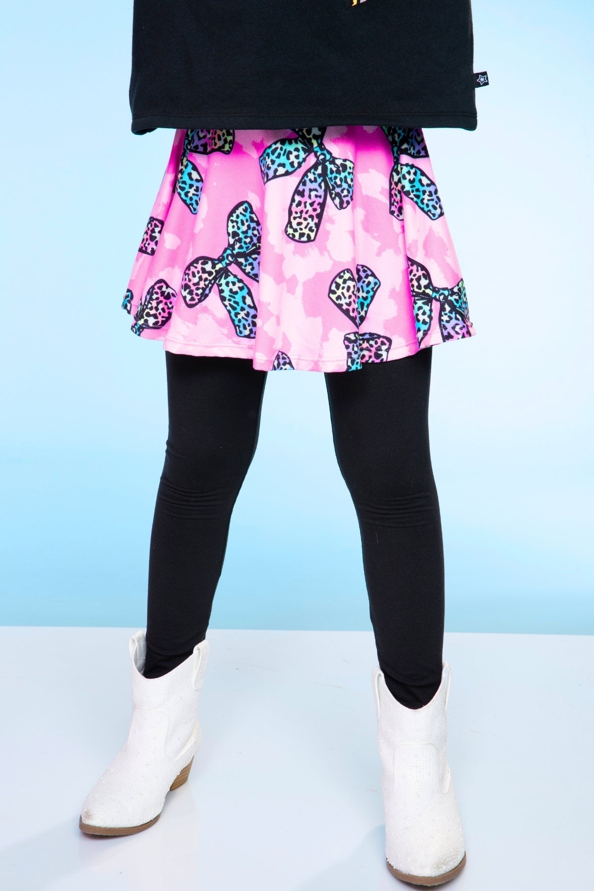 Simply Soft Skater Legging - Neon Lt Pink Leopard Splatter Black